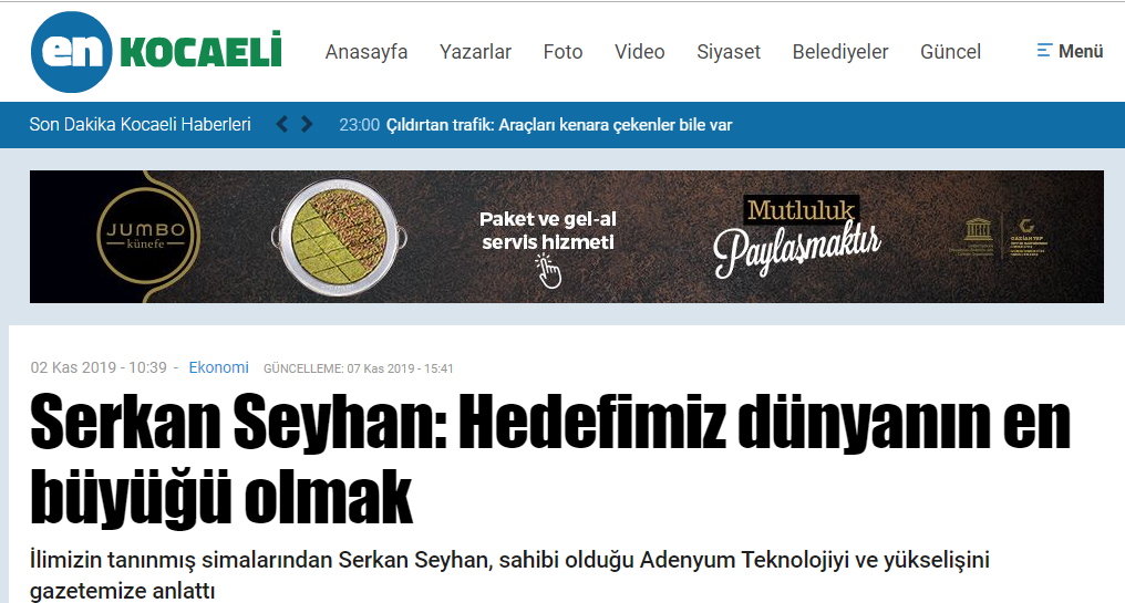 ENKOCAEL GAZETES-Serkan Seyhan: Hedefimiz Dnyann En By Olmak